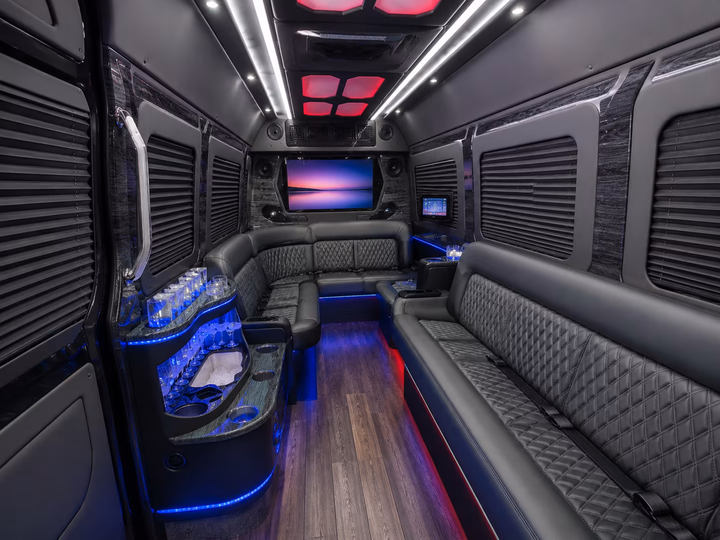 boynton beach 18 passenger party bus inside